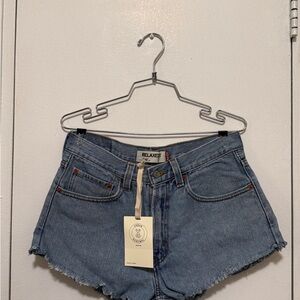 Levi's Relaxed Blue Denim Frayed Hem Shorts